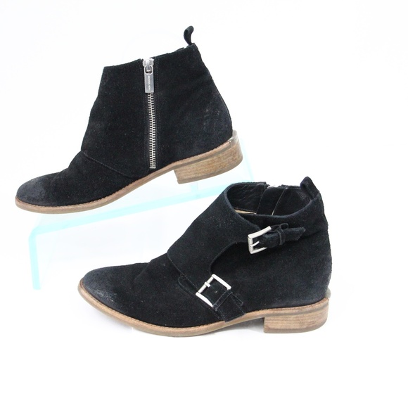 Michael Kors Boots sz 6.5 Women Double Monk Strap Booties Black Shoes - Picture 7 of 12